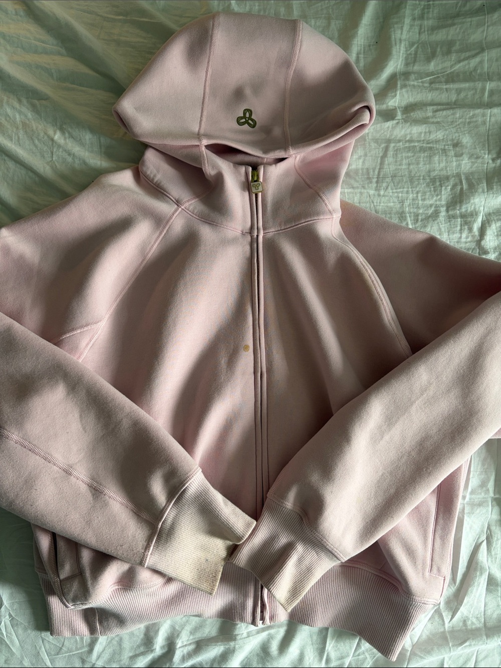 Aritzia Light Pink Hooded Zip-Up Bomber Jacket